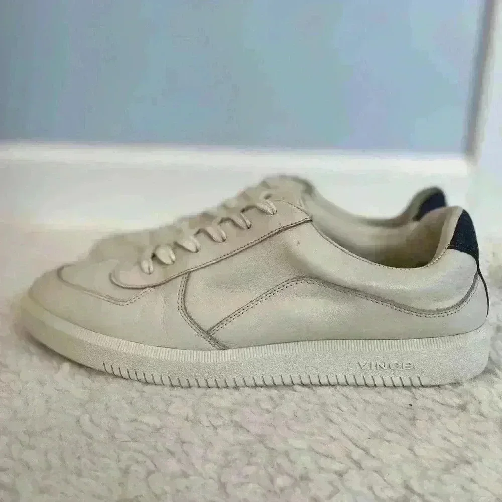 Vince Women’s Aspen Leather Sneakers White Snake Leather Size 8.5